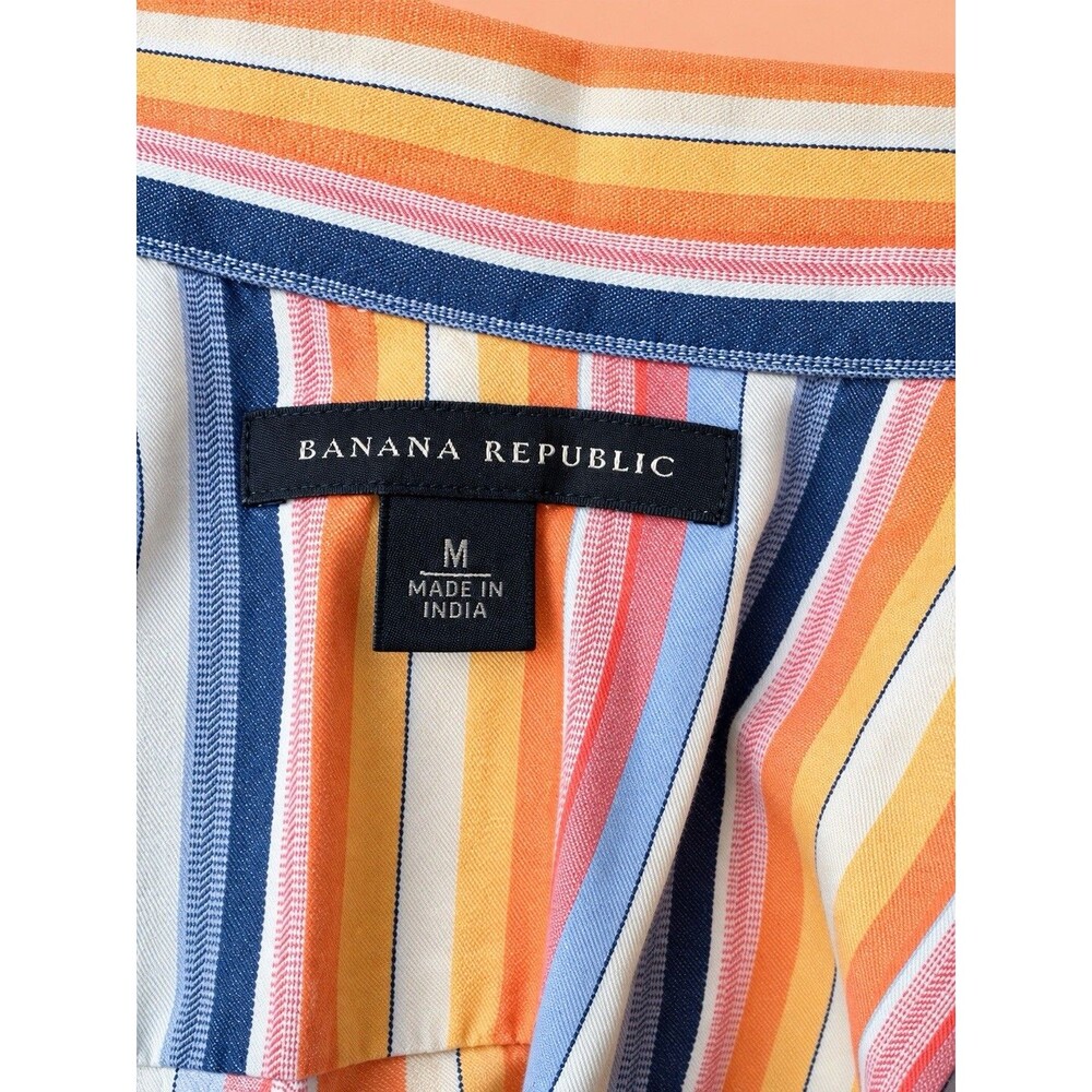 Banana Republic Women’s Multicolor Striped Embroidered Shirt Size M